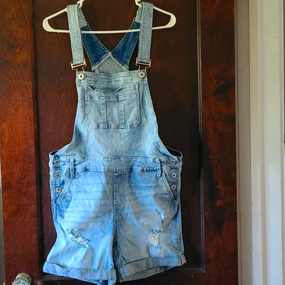 Denim short overalls